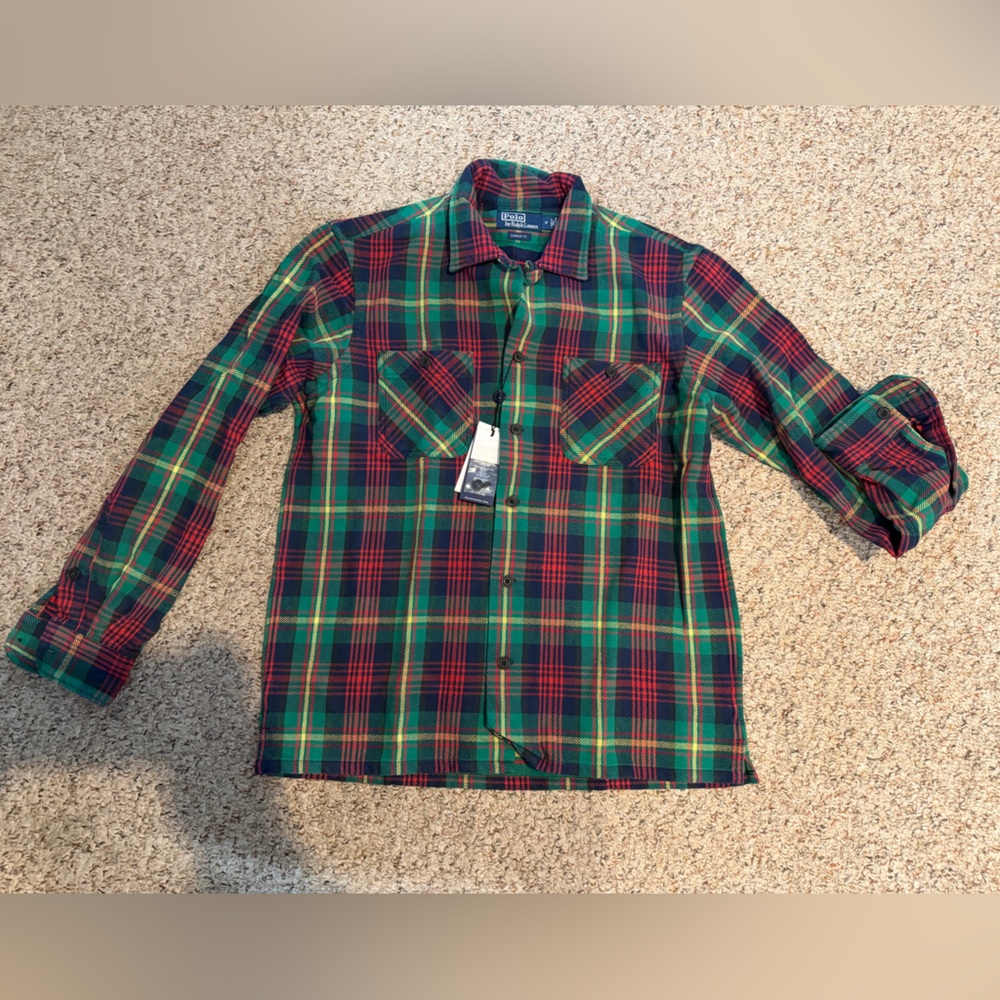 NWT Ralph Lauren Men's Classic Fit Plaid Flannel Camp Workshirt